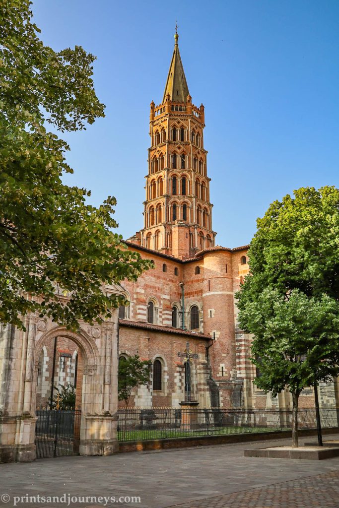 basilica saint sernin taken on a blue sky sunny day