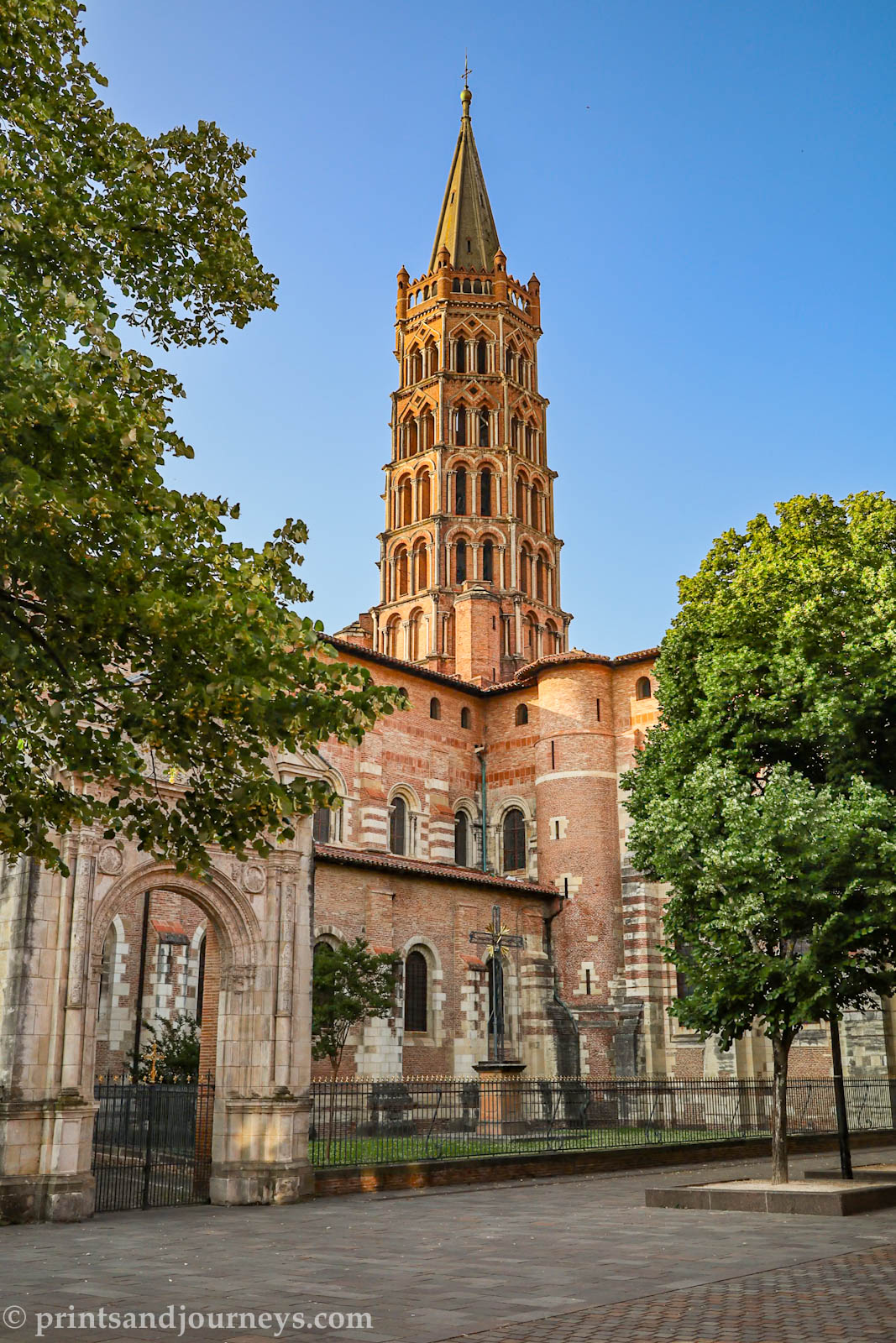 basilica saint sernin taken on a blue sky sunny day